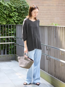 「SLOBE IENA（スローブイエナ）の《シリーズあり/》LE DENIM LEAN BOOTY LEGデニム（デニムパンツ、ブルー系）」を使った、Sallyさん（レディース・162cm）の夏コーディネート