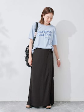 「SLOBE IENA（スローブイエナ）の《WEB限定/追加2》ラップジャージパンツ（その他パンツ、ブラック系）」を使った、Sallyさん（レディース・162cm）の夏コーディネート