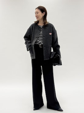「DANTON（ダントン）のDANTON/ダントン COLLARLESS JACKET DT-A0013（ブルゾン、グレー系）」を使った、Sallyさん（レディース・162cm）の秋コーディネート