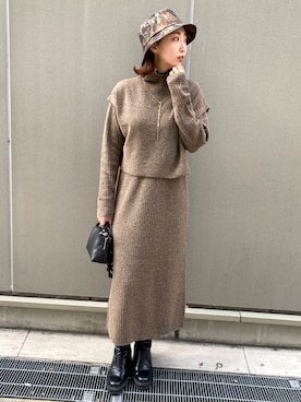 「アイテム（ハット）」を使った、aguriさん（レディース・160cm）の冬コーディネート