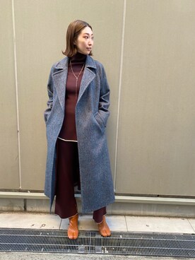 「コラボ」｜「アイテム（チェスターコート）」を使った、aguriさん（レディース・160cm）の秋コーディネート
