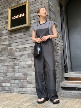 「クロップドトップス」｜「アイテム（サロペット/オーバーオール）」を使った、aguriさん（レディース・160cm）の春コーディネート