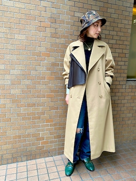 「minedenim」｜「アイテム（トレンチコート）」を使った、aguriさん（レディース・160cm）の秋コーディネート