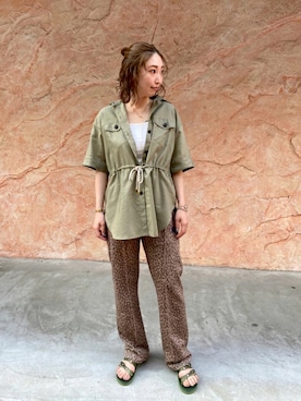 「アイテム（サンダル、グリーン系）」を使った、aguriさん（レディース・160cm）の夏コーディネート