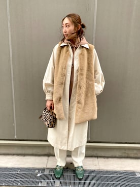 「ファーベスト」｜「アイテム（ステンカラーコート）」を使った、aguriさん（レディース・160cm）の秋コーディネート