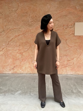 「ブラウン×ブラック」｜aguriさん（レディース・160cm）の夏コーディネート