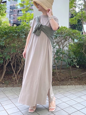 「むぎわら帽子」｜「アイテム（ワンピース/ドレス）」を使った、yu_kaさん（レディース・158cm）の夏コーディネート