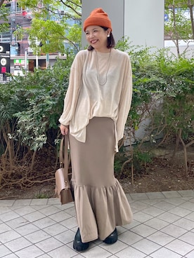 「RIVEDROITE」｜「アイテム（帽子）」を使った、yu_kaさん（レディース・158cm）の秋コーディネート