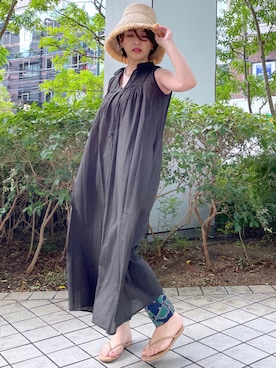 「むぎわら帽子」｜yu_kaさん（レディース・158cm）の夏コーディネート