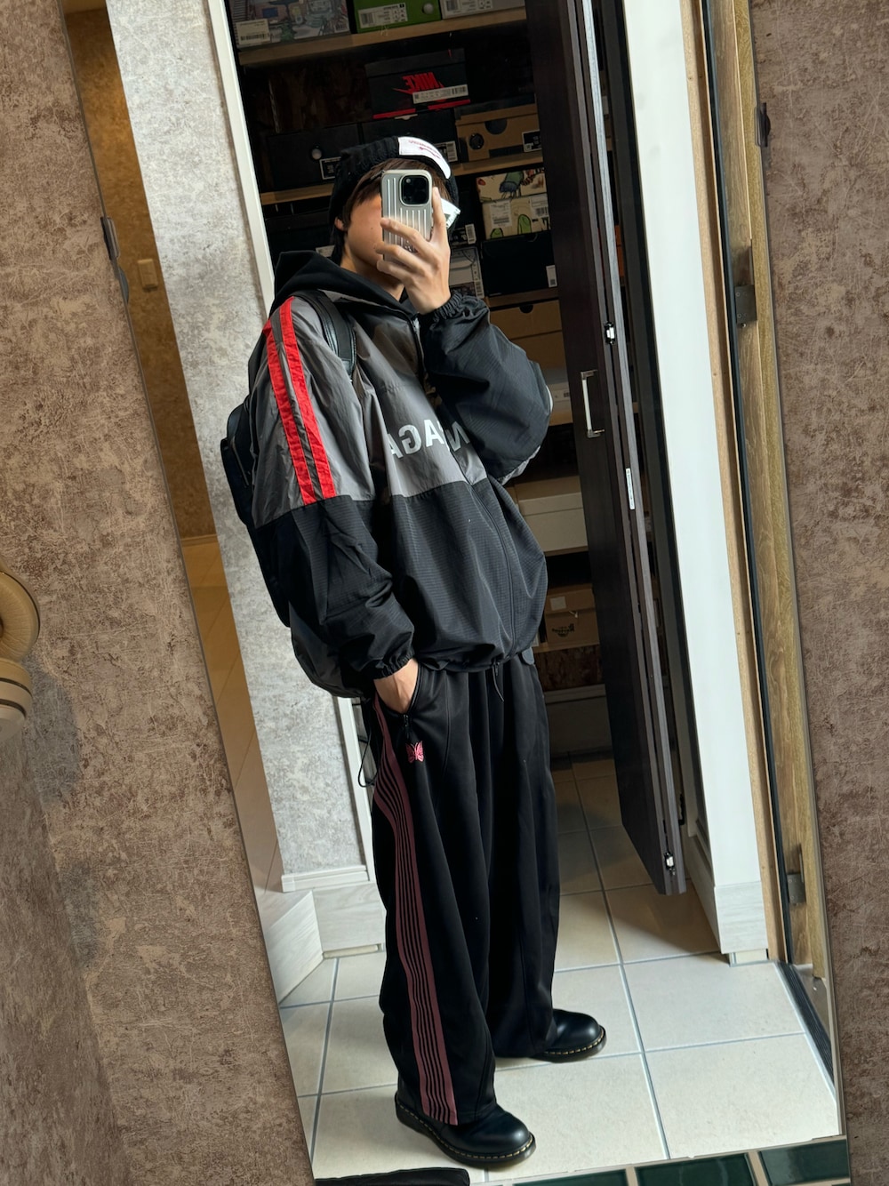 BALENCIAGA バレンシアガ ナイロンジャケット グレー ネイビー BALENCIAGA - BALENCIAGA ナイロンジャケット グレー・ホワイト