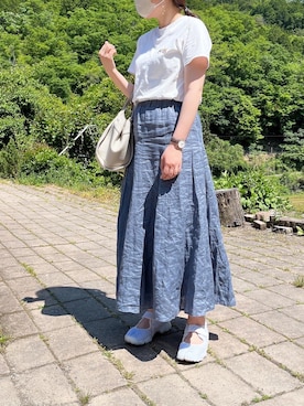 「キツネTシャツ」｜rioさん（レディース・160cm）の春コーディネート