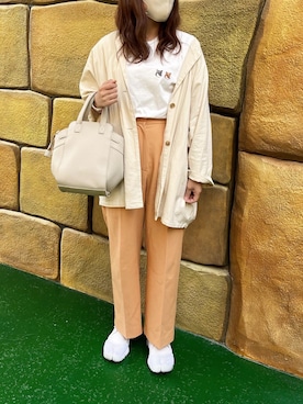 「USJ」｜「アイテム（ノーカラージャケット）」を使った、rioさん（レディース・160cm）の春コーディネート