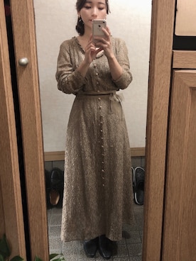 「VINTAGE（ヴィンテージ）のアイテム（ドレス）」を使った、ややさん（レディース・147cm）の秋コーディネート