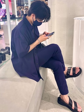 「ショッピング」｜「アイテム（スラックス）」を使った、のりぴーさん（メンズ・170cm）の夏コーディネート