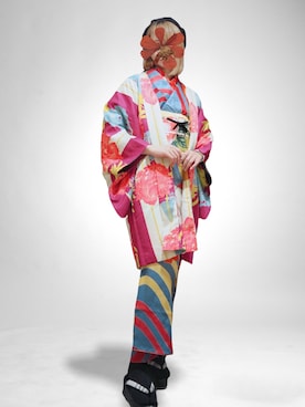 「着物」｜「アイテム（その他アウター）」を使った、kazuakiさん（レディース・165cm）の冬コーディネート