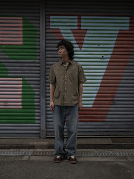 「thisisneverthat（ディスイズネバーザット）のCheck S/S Shirt（シャツ/ブラウス、ブラウン系）」を使った、thisisneverthatさん（レディース・160cm）の夏コーディネート
