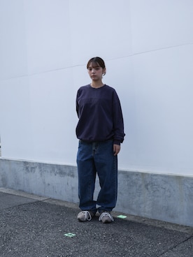「thisisneverthat（ディスイズネバーザット）のFaded Arch-Logo Crewneck（スウェット、ブラック系）」を使った、thisisneverthatさん（メンズ・174cm）の秋コーディネート