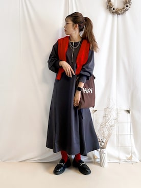 「アイテム（シューズ）」を使った、うーさん 。さん（レディース・168cm）の秋コーディネート