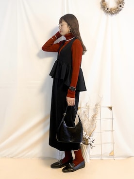 「アイテム（ローファー）」を使った、うーさん 。さん（レディース・168cm・30代）の冬コーディネート