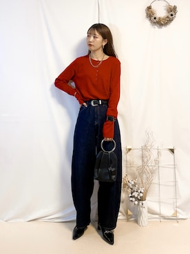 「アイテム（パンプス）」を使った、うーさん 。さん（レディース・168cm）の秋コーディネート
