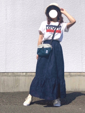 「CHUMS（チャムス）のアイテム（ショルダーバッグ）」を使った、kaop🐣さん（レディース・150cm）の夏コーディネート