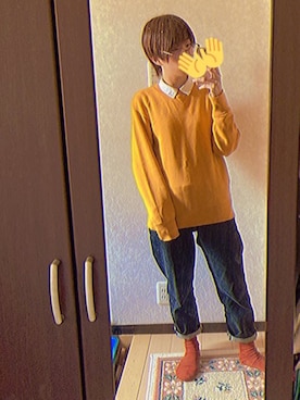 「ZOZO（ゾゾ）のストレートデニムパンツ［MEN］（デニムパンツ）」を使った、ひなたさん（レディース・156cm）の春コーディネート