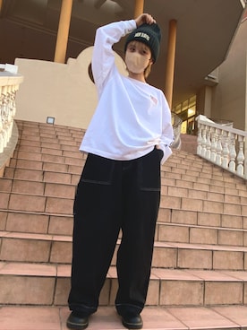「BEN DAVIS（ベンデイビス）のアイテム（ニットキャップ/ビーニー）」を使った、periさん（レディース・155cm）の秋コーディネート