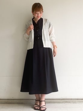 「index（インデックス）のダブルポケットスキッパーワンピース【防シワ/洗濯機OK】《XS～3L/6col》（ワンピース、ブルー系）」を使った、MIPPOさん（レディース）の夏コーディネート
