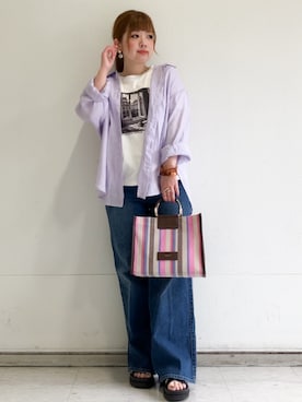 「OPAQUE.CLIP（オペークドットクリップ）のクロスベルトデザインサンダル（サンダル）」を使った、MIPPOさん（レディース・149cm）の春コーディネート