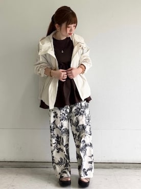 「OPAQUE.CLIP（オペークドットクリップ）の◆ペプラムドッキングカットソー【洗濯機洗い可】（Tシャツ/カットソー）」を使った、MIPPOさん（レディース・149cm）の春コーディネート