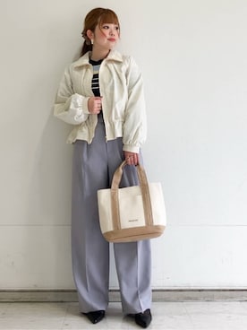 「index（インデックス）のアイテム（ブルゾン）」を使った、MIPPOさん（レディース・149cm）の春コーディネート