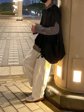 「Adoon plain（アドーンプレーン）のアイテム（ベスト）」を使った、まっちーさん（メンズ・179cm）の春コーディネート