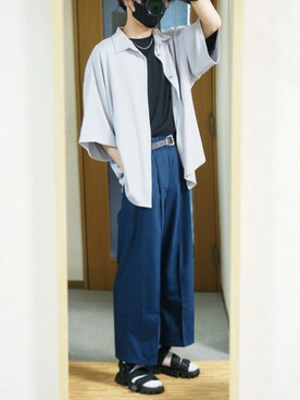 「act'm（アクトム）のアイテム（トップス）」を使った、まっちーさん（メンズ・179cm）の夏コーディネート