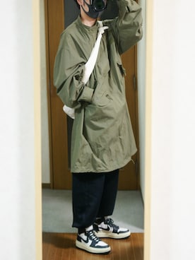 「NIKE」｜「アイテム（モッズコート）」を使った、まっちーさん（メンズ・179cm）の秋コーディネート