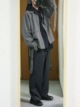 「オールブラック」｜「アイテム（セットアップ）」を使った、まっちーさん（メンズ・179cm）の秋コーディネート