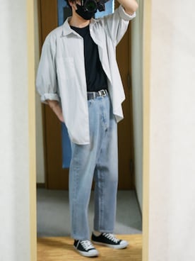 「act'm（アクトム）のアイテム（トップス）」を使った、まっちーさん（メンズ・179cm）の夏コーディネート