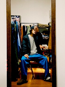 「GU（ジーユー）のアイテム（ナイロンジャケット）」を使った、mike-さん（メンズ・172cm）の冬コーディネート