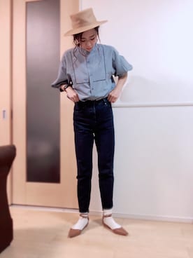 「Libra Cue（リブラ キュー）のアイテム（帽子）」を使った、SORIさん（レディース・167cm）の夏コーディネート