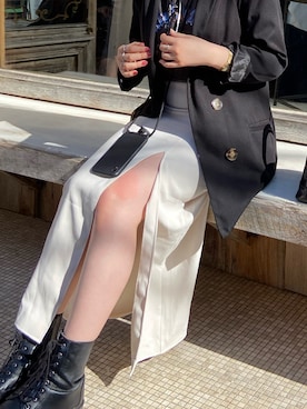 「GRL（グレイル）のスリットナロースカート（スカート）」を使った、ririさん（レディース・158cm）の春コーディネート