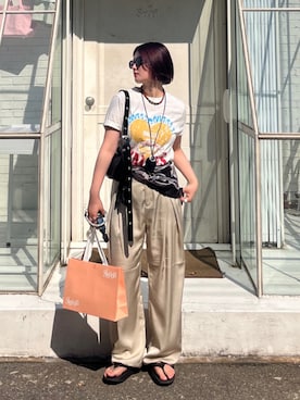 「アイテム（Tシャツ/カットソー）」を使った、ririさん（レディース・158cm）の夏コーディネート