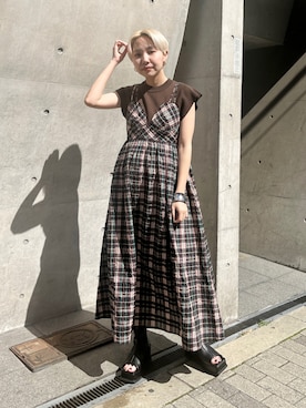「ノースリーブニット」｜「アイテム（ワンピース/ドレス）」を使った、kanoさん（レディース・157cm）の春コーディネート