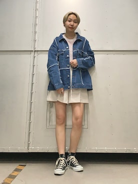 「kbf_ootd」｜「アイテム（デニムジャケット）」を使った、kanoさん（レディース・157cm）の春コーディネート