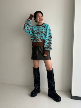 「KBF（ケイビーエフ）のカバーデザインロングブーツ（ブーツ）」を使った、kanoさん（レディース・157cm）の秋コーディネート