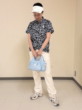 「adabat（アダバット）の【ADABAT NAVY】リボンバイザー（サンバイザー、ホワイト系）」を使った、s.mさん（レディース・168cm）の春コーディネート