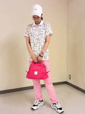 「adabat（アダバット）のラウンディッシュキャップ（キャップ、ホワイト系）」を使った、s.mさん（レディース・168cm）の春コーディネート