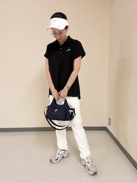 「adabat（アダバット）の【ADABAT NAVY】リボンバイザー（サンバイザー、ホワイト系）」を使った、s.mさん（レディース・168cm）の夏コーディネート