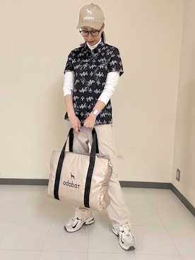 「adabat（アダバット）の【ADABAT NAVY】サルーキキャップ（キャップ、ベージュ系）」を使った、s.mさん（レディース・168cm）の春コーディネート