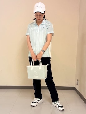「adabat（アダバット）のラウンディッシュイヤーカーブキャップ（キャップ、ホワイト系）」を使った、s.mさん（レディース・168cm）の春コーディネート