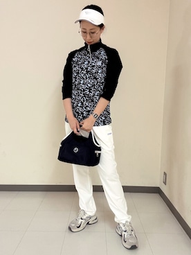 「adabat（アダバット）の【ADABAT NAVY】リボンバイザー（サンバイザー、ホワイト系）」を使った、s.mさん（レディース・168cm）の夏コーディネート