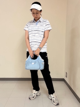 「adabat（アダバット）の【ADABAT NAVY】リボンバイザー（サンバイザー、ホワイト系）」を使った、s.mさん（レディース・168cm）の春コーディネート